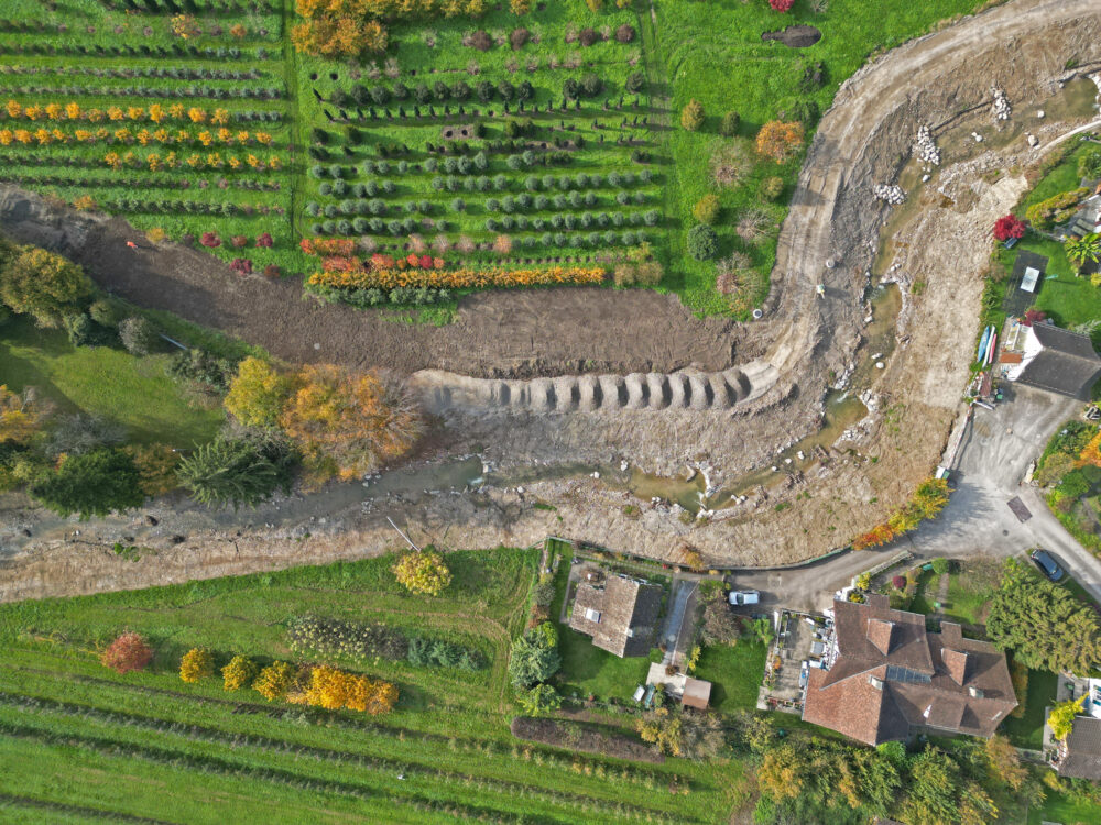 Drohnenaufnahme Revitalisierung Feldbach aus dem November 2024